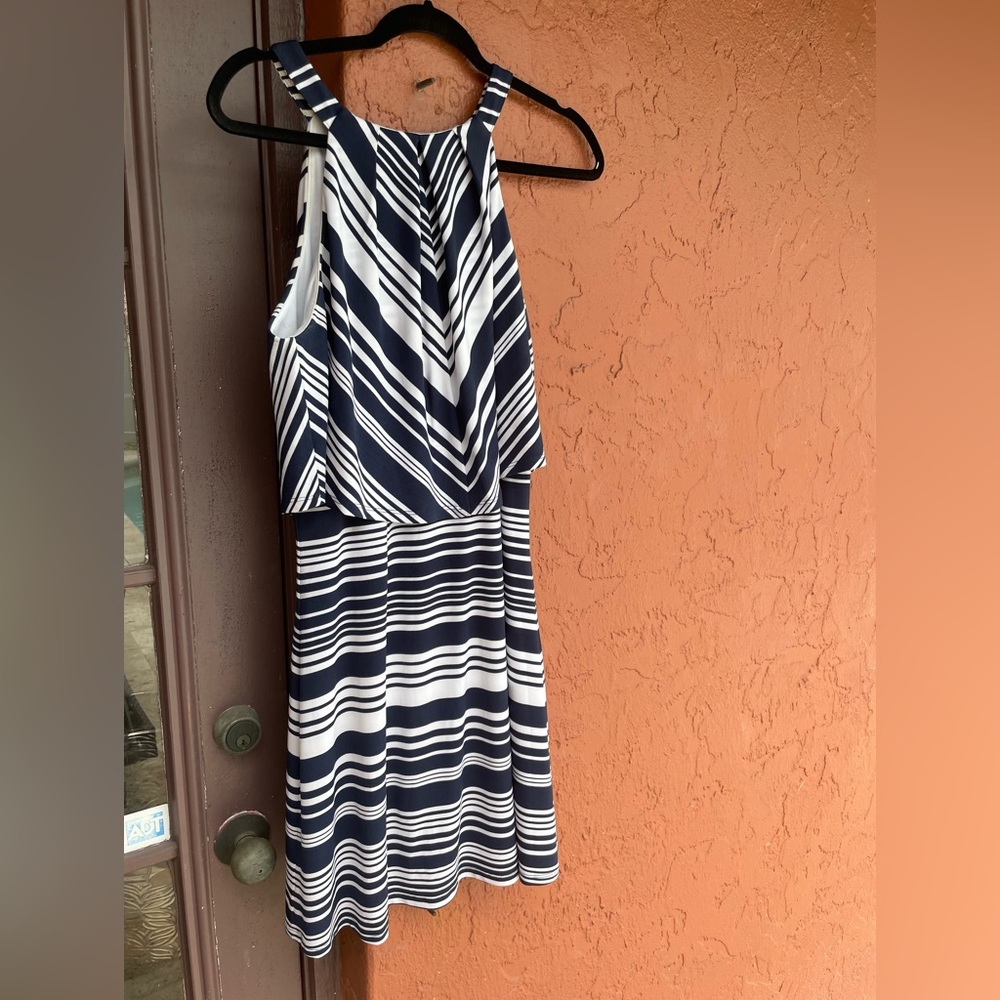 Nautical Navy Blue & White striped dress- Sz 6